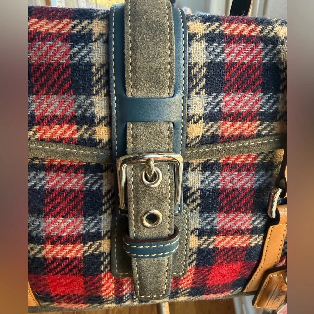 Coach‎ Vintage Plaid Wool Leather Satchel-vintage dust bag included